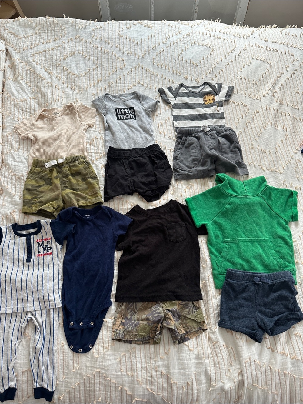 12 month Mixed Baby Toddler Clothing Lot - Neutral & Bright Colors